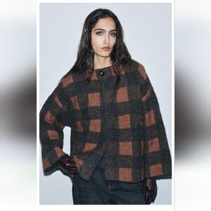 Zara Brown and Black Checkered Jacket